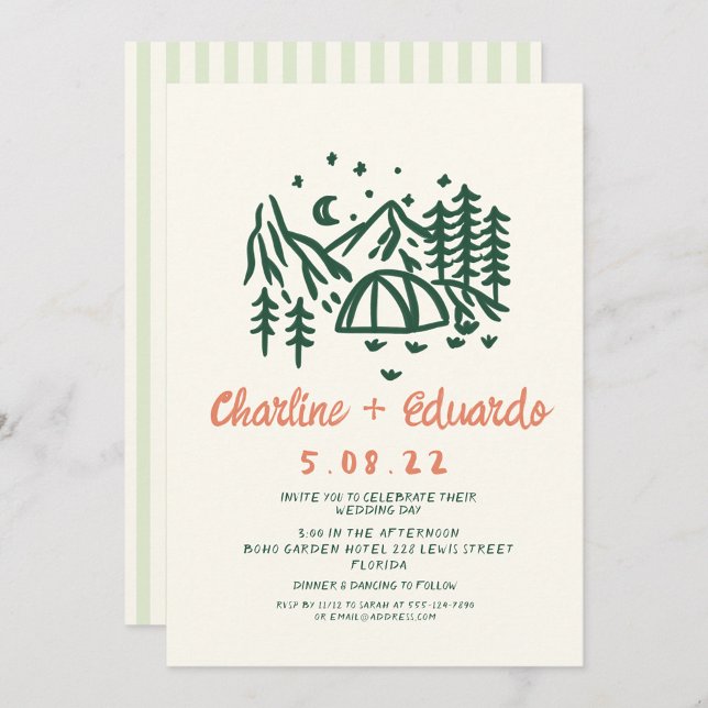 Invitation Camp Nature Scribble Mariage dessiné à la main (Créateur téléchargé)