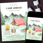 Invitation Camp Out Anniversaire Garçons Camping Aventure<br><div class="desc">Camp Out Anniversaire Invitation avec la scène de camping aquarelle. Le modèle de l'invitation est flexible afin que vous puissiez customiser pour une aventure de camping de nuit ou un feu de camp et la soirée de smore par exemple. Le design comprend un camp au bord du lac avec tente,...</div>