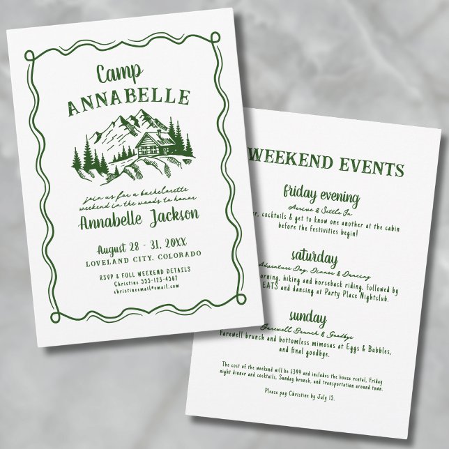 Invitation Camp tiré à main Bachelorette Party (Camp Bachelorette Party Invitation)