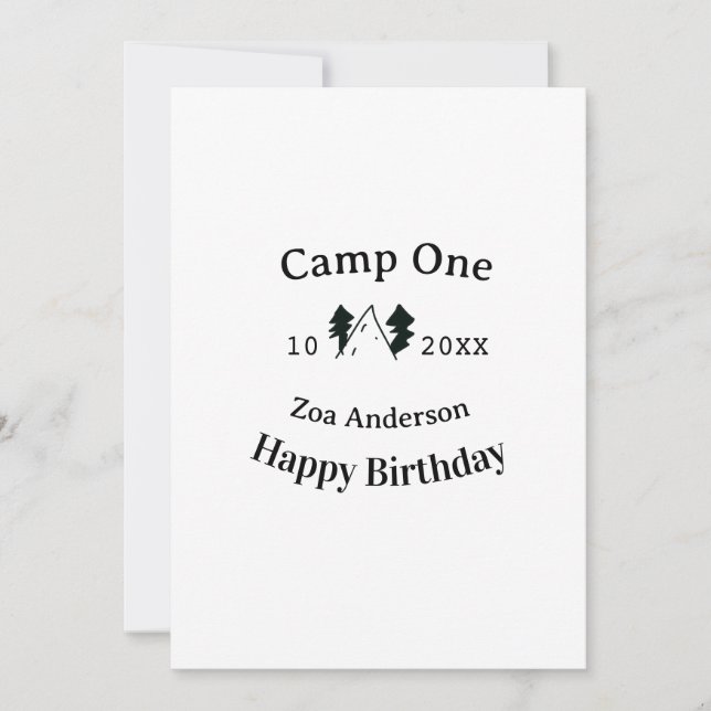 Invitation Camp un joyeux anniversaire nom date campingaventu (Devant)