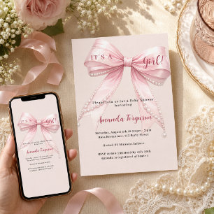 Invitation Campagne arc-en-ciel rose C'est une fille Baby Sho
