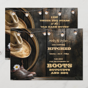 Invitation Campagne Boots Casquette & Grange Wood Wedding Inv
