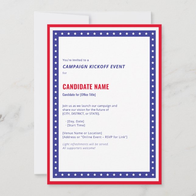 Invitation Campagne Coup d'envoi Événement politique Photo du (Devant)