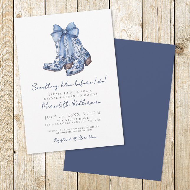 Invitation Campagne de Mariage Cow-boy pour la Mariée (Country Bow Cowboy Bridal Shower Invitation)