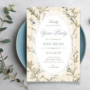 Invitation Campagne fleurie vintage cottagecore