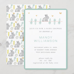 Invitation Campagne Lapin Lapin Baby shower de Pâques Invitat