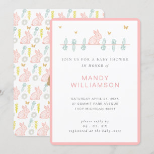 Invitation Campagne Lapin Lapin Baby shower de Pâques Invitat