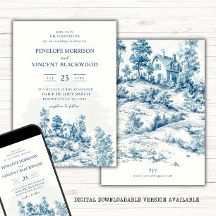 Invitation Campagne Toile de Jouy Mariage