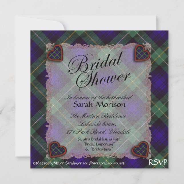 Invitation Campbell de Cawdor tartan Plaid - Douche nuptiale (Devant)