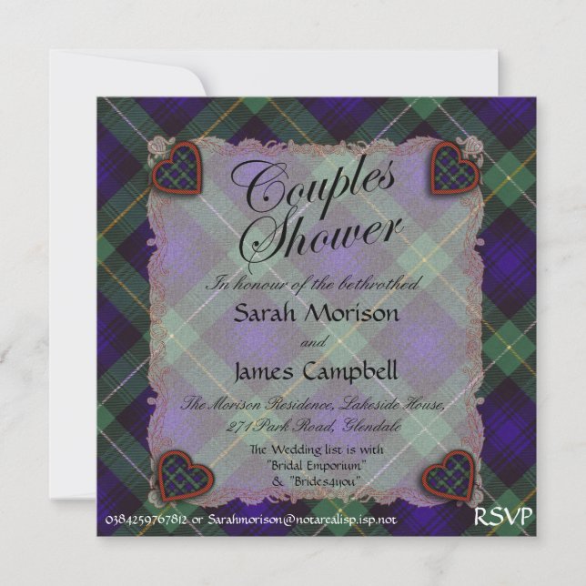 Invitation Campbell de Cawdor tartan Plaid - Douche pour coup (Devant)