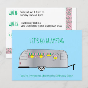 Invitation Camper rétro argenté au design aérodynamique pour 