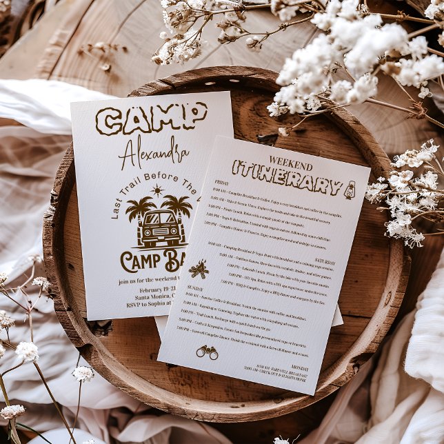 Invitation Camper Rétro Palm - Boho Bachelorette Week-end (Créateur téléchargé)