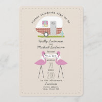 Camper Vintage Et Flamants roses Mariage