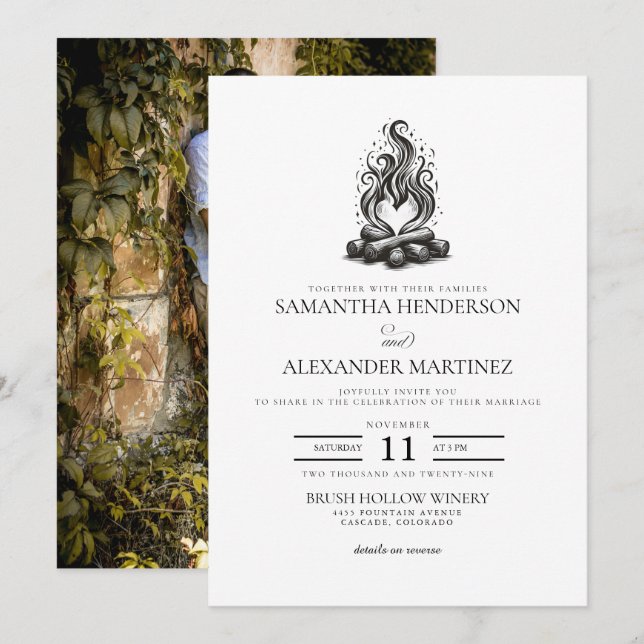 Invitation Campfire Love Wedding (Devant / Derrière)