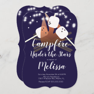 Invitation Campfire Marshmallows Stars Camping Extérieur Fête