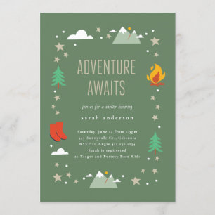 Invitation Camping Adventure Attend un Baby shower neutre