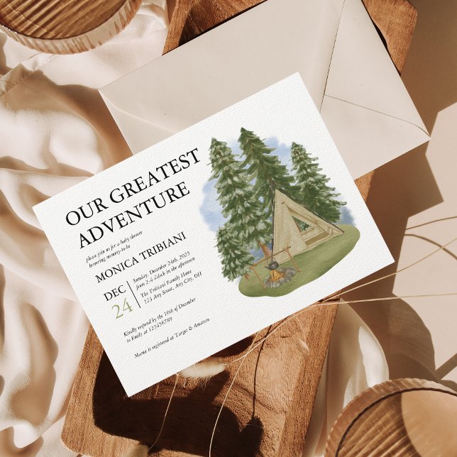Invitation Camping Adventure Awaits Gender Neutral Baby (Créateur téléchargé)