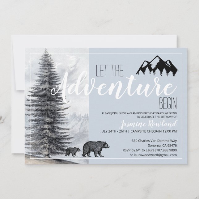 Invitation Camping Anniversaire Aventure commence (Devant)