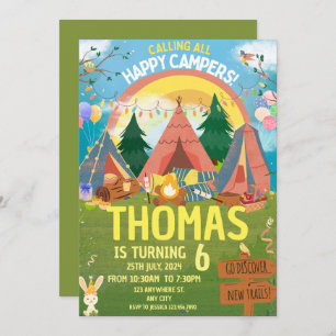 Invitation Camping Anniversaire Fête Enfants modernes Invitat