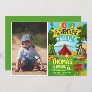 Invitation Camping Anniversaire Fête Enfants modernes Invitat