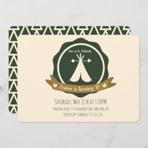 Invitation Camping Anniversaire Teepee Badge
