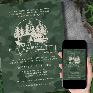 Invitation Camping Bachelor Party Camouflage extérieur Thème