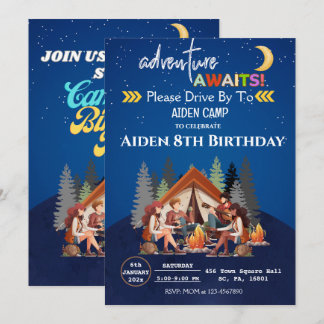 INVITATION CAMPING BASH D'ANNIVERSAIRE, CAMPING SUR LES MONTA