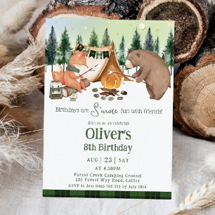 Invitation Camping Bear Fox S'more Amusants Avec Les Amis Ann