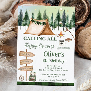 Invitation Camping Bonfire Campfire S'mores Outdoor Anniversa