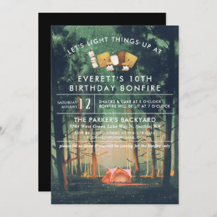 Invitation Camping Bonfire S'mores Fête d'Anniversaire