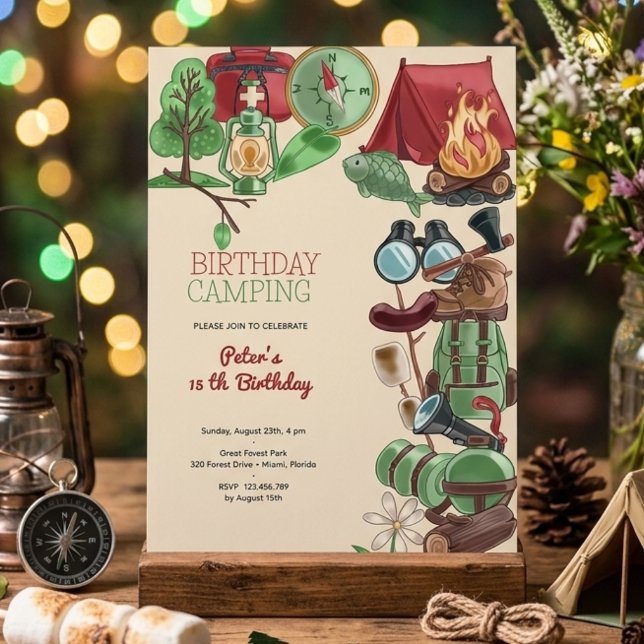 Invitation Camping d'anniversaire (Créateur téléchargé)