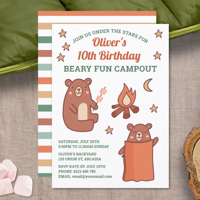 Invitation Camping d'Ours Blancs Cute Anniversaire (Créateur téléchargé)