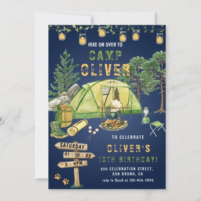 Invitation Camping en plein air Camp à l'extérieur fête d'ann (Devant)