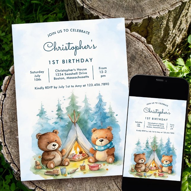 Invitation Camping Extérieur Aventure Anniversaire (Créateur téléchargé)