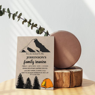 Invitation Camping familial en montagne Kraft rustique Réunio