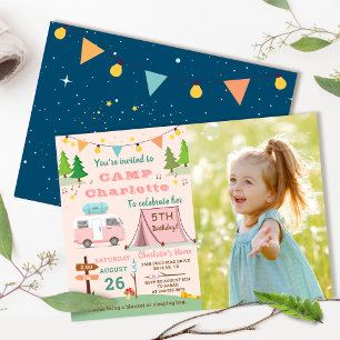 Invitation Camping Filles Anniversaire Camp hors de la fête P