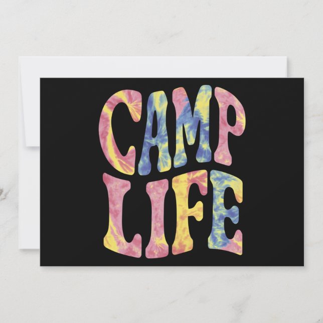 Invitation Camping Filles d'été Camp Life Tie-Die Rétro  (Devant)