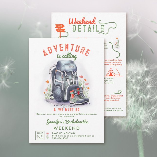 Invitation Camping Glamping Fleur sauvage Bachelorette Party (camp bachelorette invitation camping glamping weekend wildflowers adventure calling)