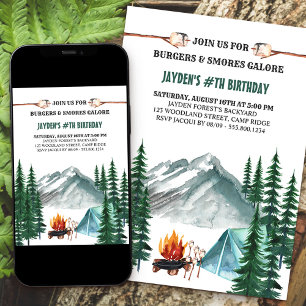 Invitation Camping Grill and Smores Camp Out Anniversaire