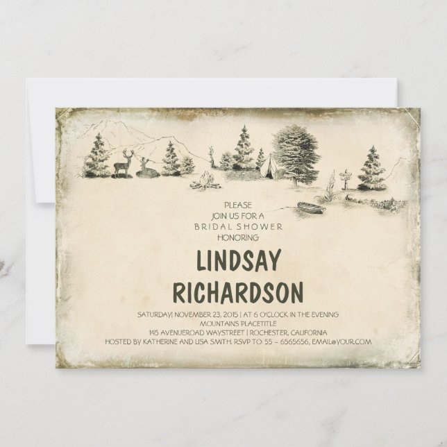 Invitation Camping Illustration Camping douche nuptiale (Devant)