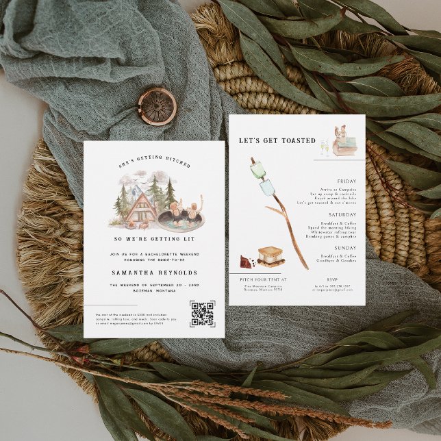 Invitation Camping illustré | Fin de semaine de bachelorette (Créateur téléchargé)