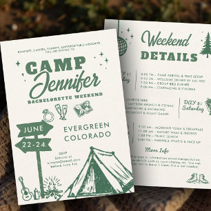Invitation Camping Montagnes Camp Green Bachelorette Party