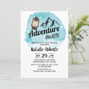 Invitation Camping Mountain Adventure Baby shower d'aquarelle