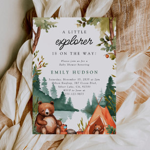 Invitation Camping Mountain Baby shower rustique