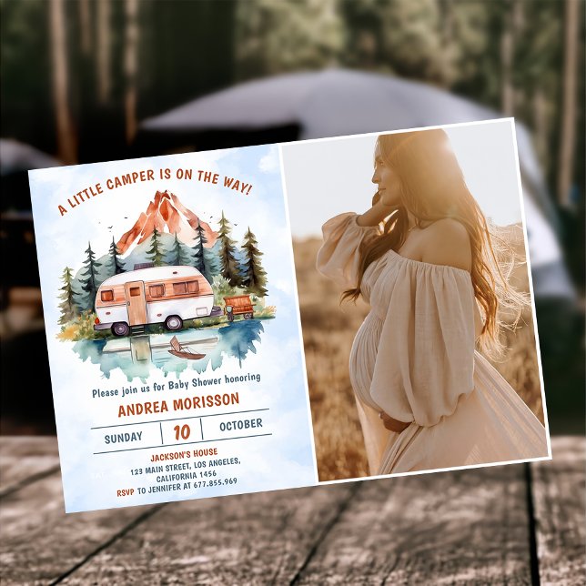 Invitation Camping Mountain Baby shower rustique Photo (Créateur téléchargé)