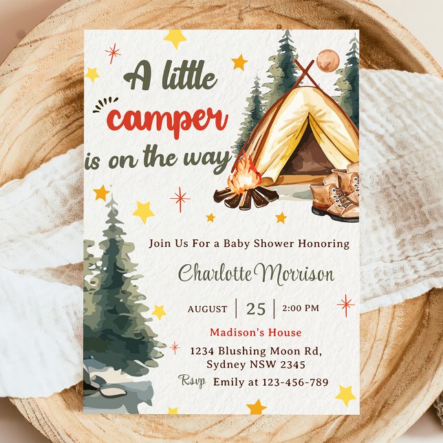 Invitation Camping Mountain Rustic Baby shower Party (Créateur téléchargé)