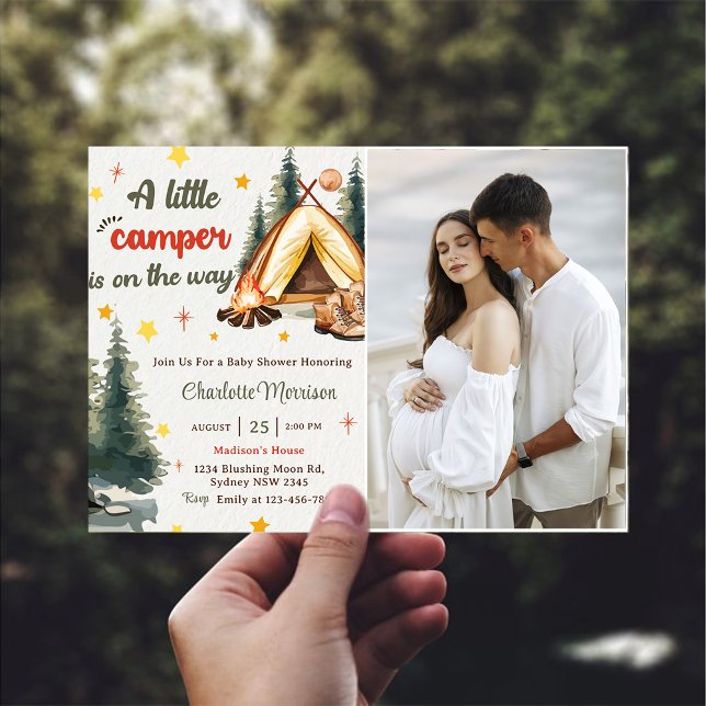Invitation Camping Mountain Rustic Baby shower Party Photo (Créateur téléchargé)