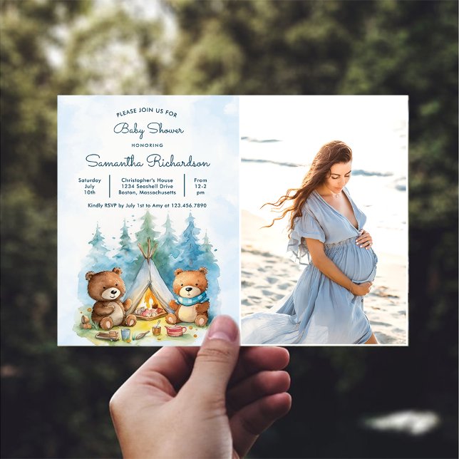 Invitation Camping Outdoor Adventure Baby shower Photo (Créateur téléchargé)