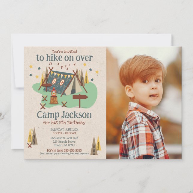 Invitation Camping Outdoor Adventure Camp Out Birthday Photo (Devant)