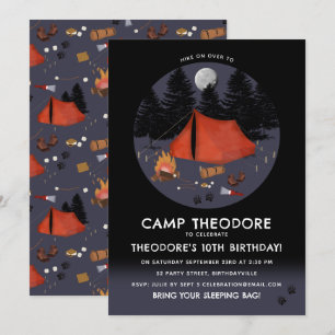 Invitation Camping Outdoor Adventure Camping Fête d'anniversa